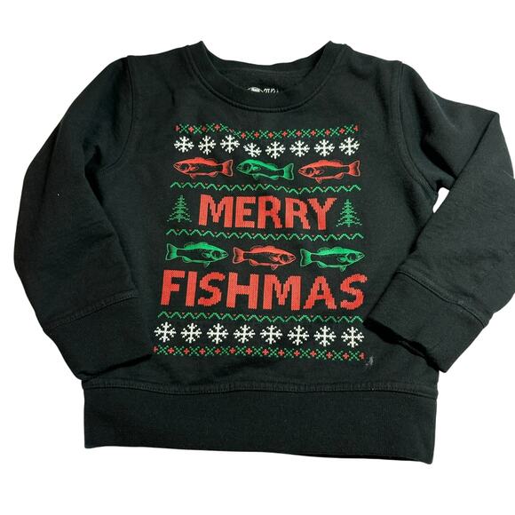 Bass Pro Shops Merry Fishmas Kids Sweatshirt Size 3T - Picture 1 of 3
